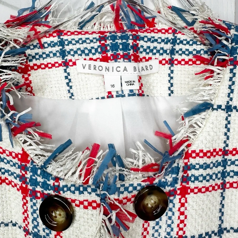 NWOT Veronica Beard Marlton Tweed Jacket Size Red White Blue Size 16 - Picture 7 of 16